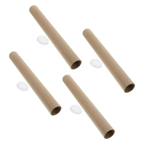 WHAMVOX 4Pcs Reusable Brown Kraft Paper Tubes with Caps Sturdy Mailing Tubes for Artwork Storage and Transport