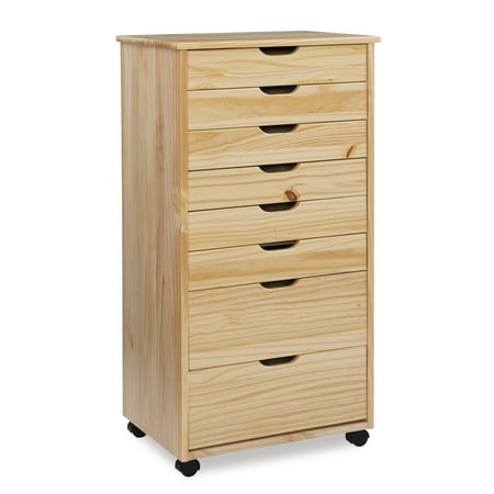 Cary 8 Drawer Rolling Storage Cart Natural - Linon