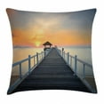 thumbnail image 1 of Apartment Decor Throw Pillow Cushion Cover, Long Exposure Deck Path by Sea Shore with Horizon Sunset Landscape, Decorative Square Accent Pillow Case, 24 X 24 Inches, Soft Blue Orange, by Ambesonne, 1 of 1