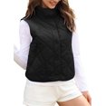 thumbnail image 4 of Women Cropped Lightweight Jacket Sleeveless Button Down Puffer Vest, 4 of 6