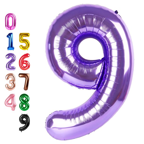Globo Número Enyeopd Morado de 40 Pulgadas para Decoración de Cumpleaños