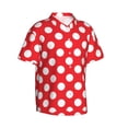 thumbnail image 2 of Red And White Polka Dot Hawaiian Shirts For Men, Summer Short-Sleeve Relaxed-Fit Button-Down Shirts Small, 2 of 9