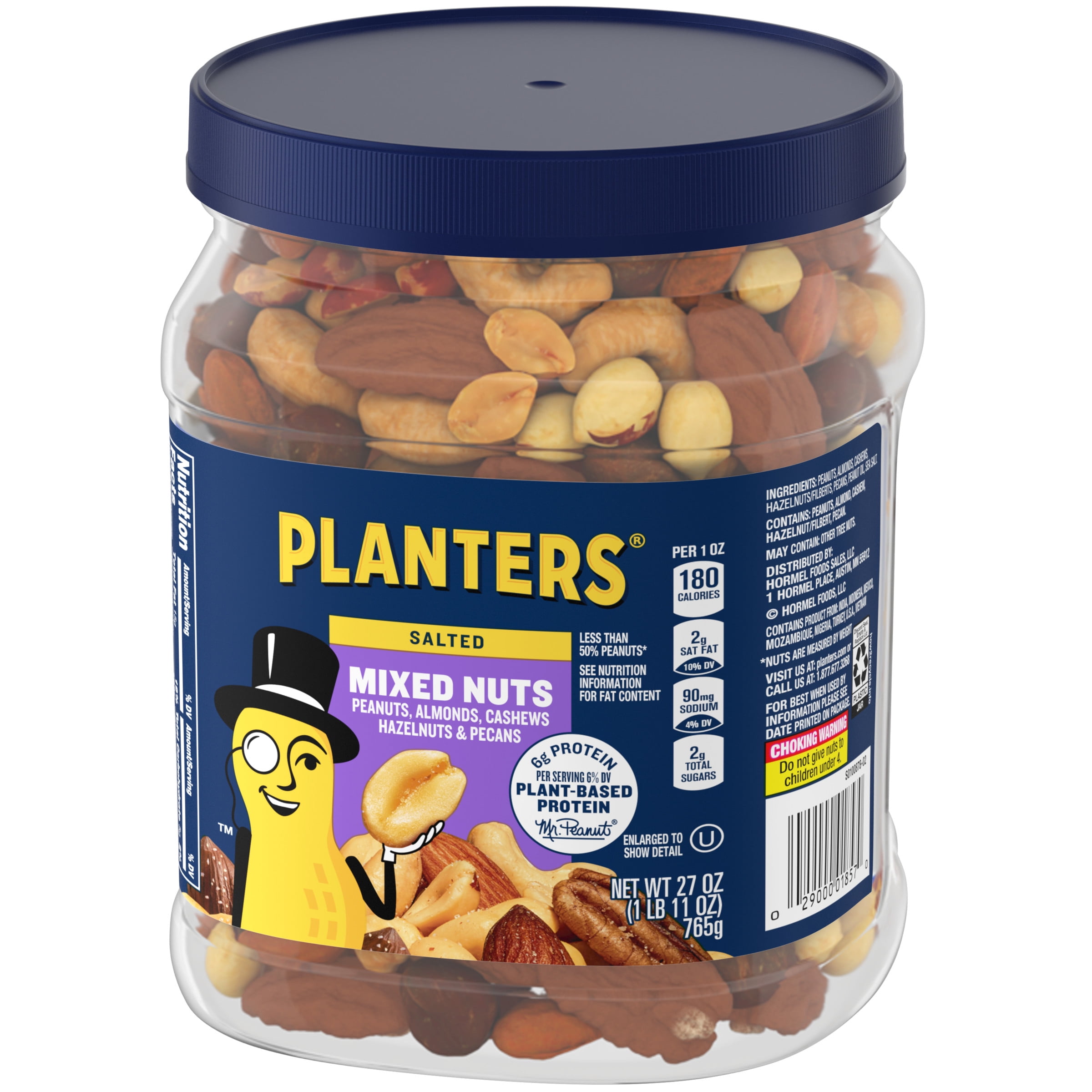 PLANTERS Salted Mixed Nuts, Party Snacks, Plant-Based Protein, 27