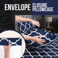 thumbnail image 5 of Juego de cama King Brillar Quatrefoil azul marino con patrón blanco 1 sábana ajustable 2 fundas de almohada microfibra cepillada suave resistente al encogimiento y a la decoloración, 5 of 5