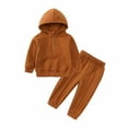 thumbnail image 5 of FAIWAD Boys Girls 2 Piece Pullover Sweatshirt Set Warm Fleece Lining Zip Hooded Top and Elastic Waist Baggy Pants, 5 of 7