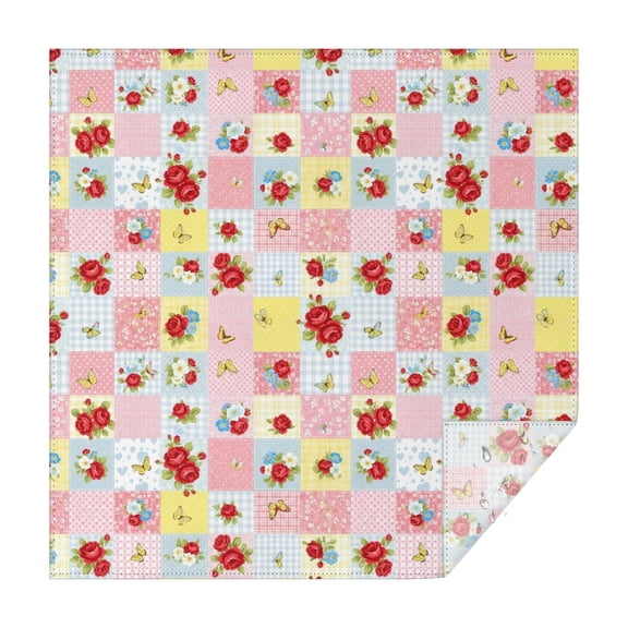 Pioneer Flower Floral Print Pattern Square Tablecloth, Waterproof Wipeable Spillproof Washable Table Cover for Home Kitchen Party and Daily Decor 60"x60"