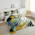 thumbnail image 3 of jejeloiu Aesthetic Geometric Graffiiti Queen Comforter Set,Minimalism Geometric Art Bedding Sets,Green Yellow Black Bedding Comforter Set,Breathable Bedroom Decor Reversible,3 Pieces, 3 of 8