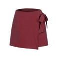 thumbnail image 6 of Stephy New Women's Fashionable Casual High Waistband Waist Belt Cotton Linen Shorts, Red, XL, 6 of 9