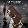 thumbnail image 3 of Feishell Fit for Apple iPhone 11 Case with 360° Rotatable Ring Holder,Shockproof Drop Resistant Premium Plain PU Leather Soft TPU Card Slots Kickstand Back Protective Phone Case,Coffee, 3 of 8