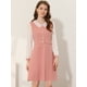thumbnail image 2 of Vestido Midi Elegante Con color De Contraste Y Cuello En V de Manga Larga Para Mujer Rosa XS, 2 of 5