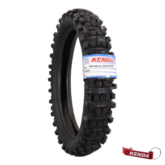 Kenda Trakmaster K760 100/100-18 Rear Tire for Motorcycles, Dirt Bikes, and City Bikes - Durable Off-Road & Street Performance with Keychain 100x100x18