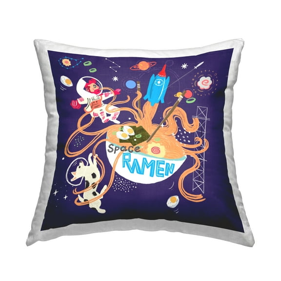 Stupell Industries Outer Space Ramen Decorative Printed Throw Pillow, 18 x 18