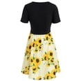 thumbnail image 2 of Robe Mini pour Femmes à Manches Courtes avec Nœud, Haut Bandage, Imprimé Tournesol, Ensemble Robe, 2 of 5