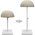 thumbnail image 2 of MyGift Tabletop White Metal Hat Stand with Fabric Covered Dome, Adjustable Height Wig Display Holder Rack, 2 of 5