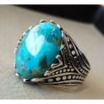 thumbnail image 3 of Arizona Turquoise Ring, Silver Jewelry, 925 Silver Ring, Father's Day, Plain Solid, Natural Turquoise, December Birthstone Ring, Heavy Mens Ring, Spiritual Healing Gemstone, Christmas, Tiny Mens Ring, 3 of 6