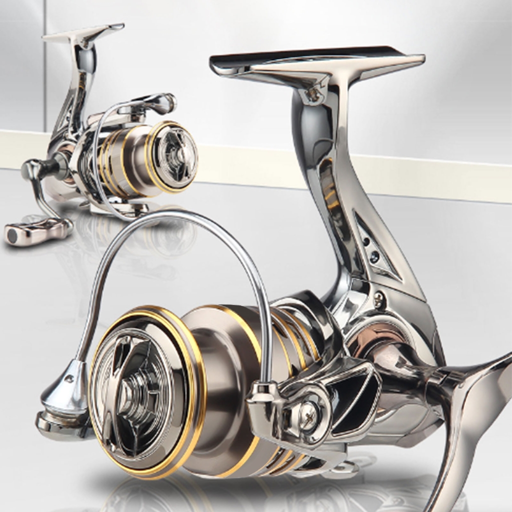 7829 Metal Spool Spinnings Fishing Reel with Interchangeable Collapsible Handle 5.2:1 Gear Ratio 13Lbs Drag Fishing Reel