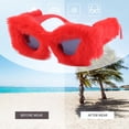 thumbnail image 2 of Plush Fuzzy Cat Eye Sunglasses Eyeglasses Vintage Style Cute Eyewear Sun Glasses Red, 2 of 8