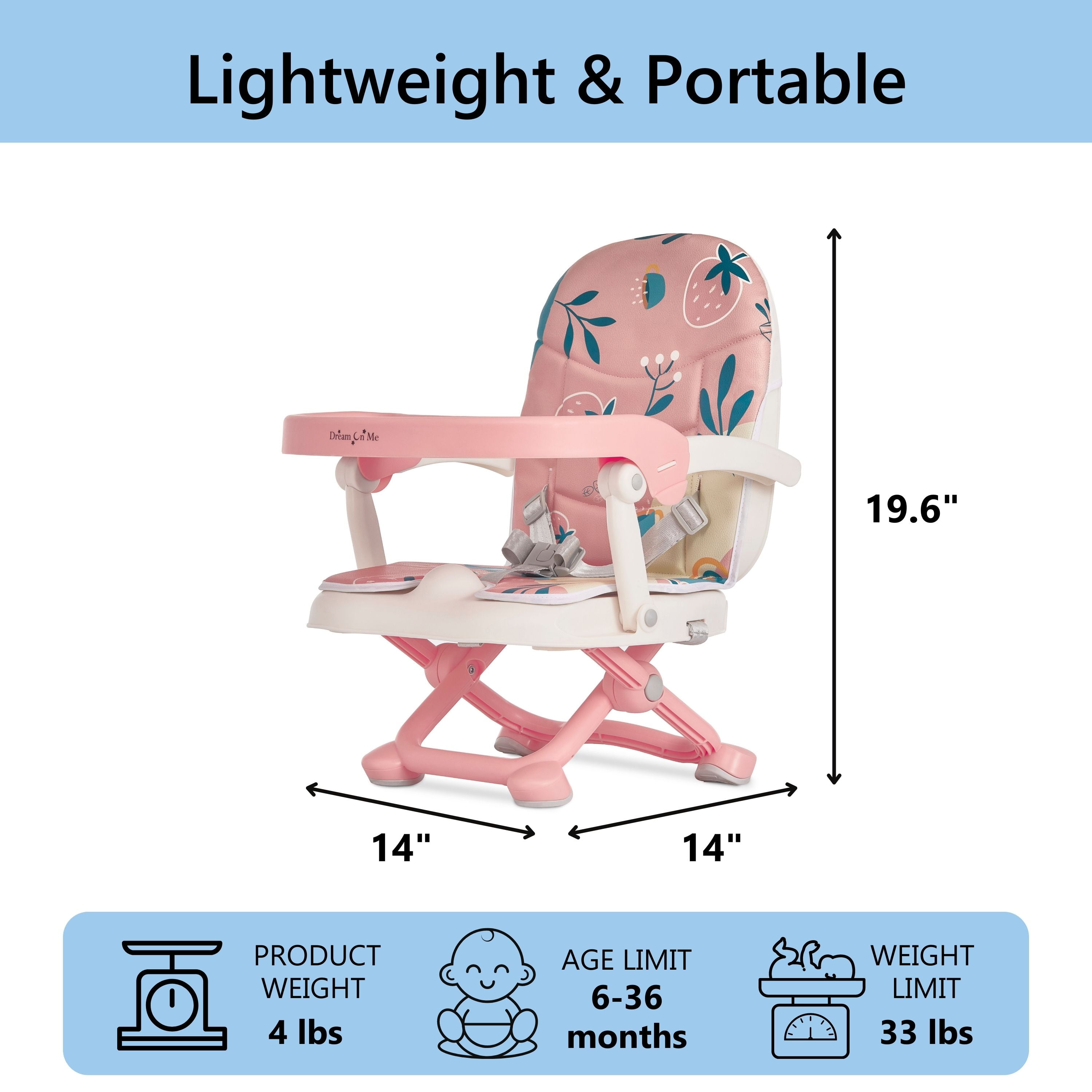 Dream On Me Munch N' Go Booster Seat in Pink