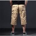 thumbnail image 5 of Trgacdwlo Mens Capri Pants Below Knee Straight Leg Cargo Shorts Men Summer Outdoor Golf Fishing Long Shorts with Pockets Khaki L, 5 of 5