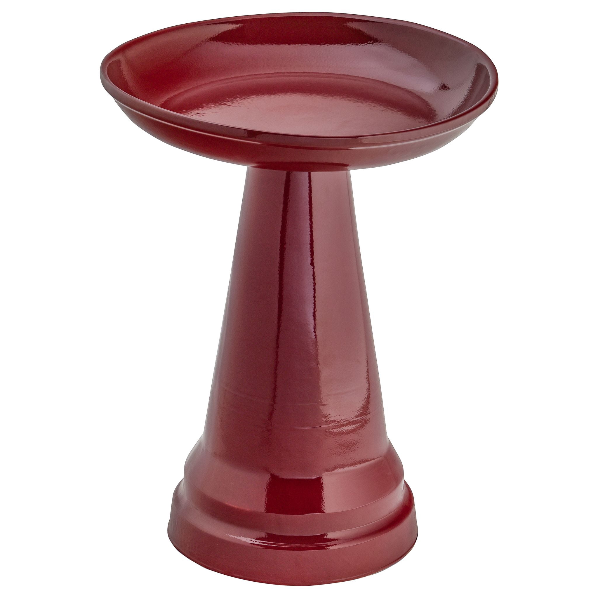 Birds Choice Ohio Stoneware Weather Resistant Ceramic Clay Pedestal Bird Bath, 22"H x 17"D, Burgundy
