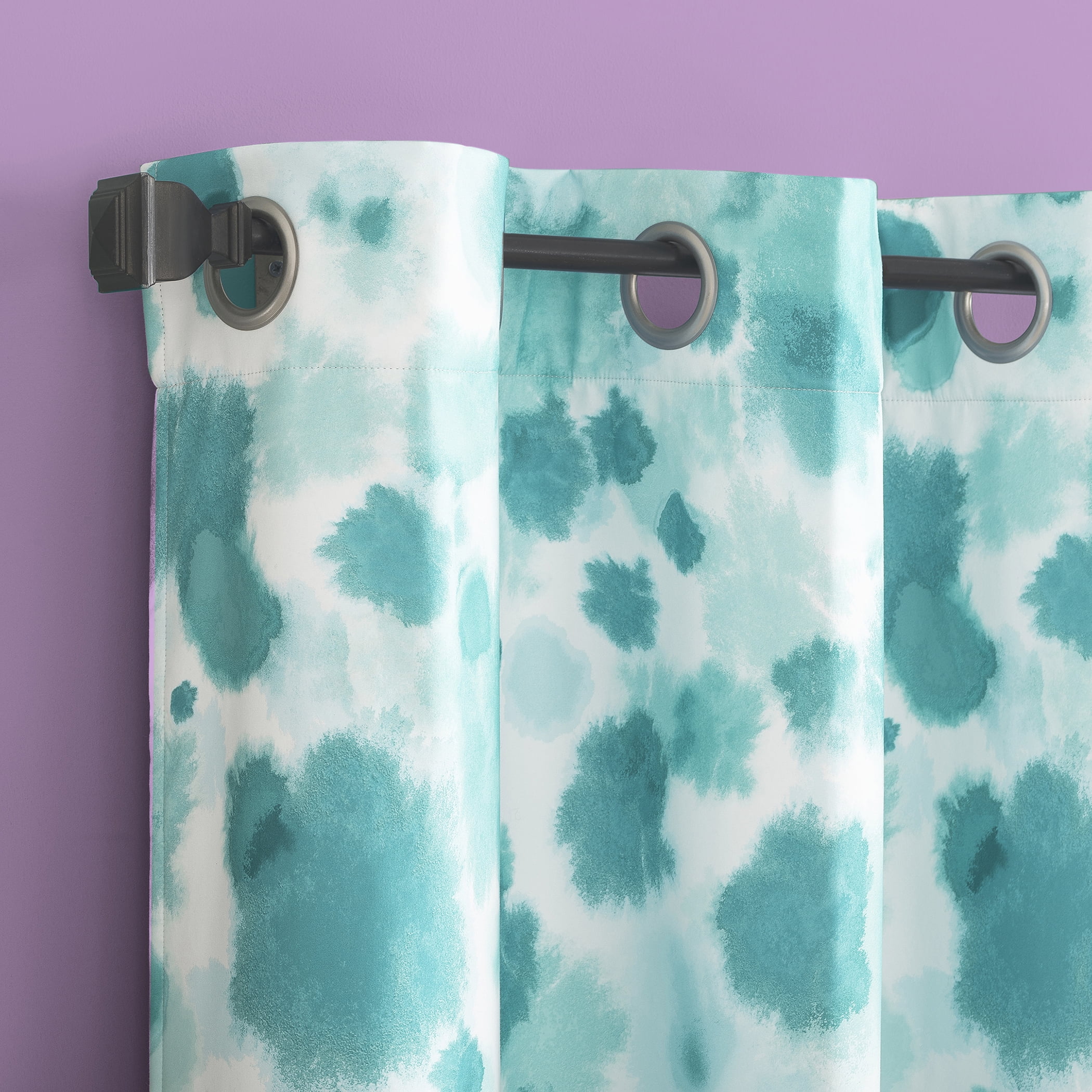 Sun Zero Tie Dye Print 100% Blackout Grommet Single Curtain Panel, 40" x 84" in Surf Blue