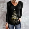 thumbnail image 4 of Honeeladyy Ladies Fashion Casual Christmas Print Round Neck Loose Long Sleeve Top, 4 of 5
