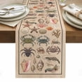 thumbnail image 2 of Crabs Table Runner, Retro Sea Star Crab Shell Coral Linen Texture Cotton Linen Kitchen Table Decoration Washable Dining Tabletop Runners for Home Party Decor 13x60 Inches, 2 of 9