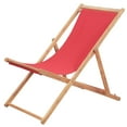 thumbnail image 1 of vidaXL Folding Beach Chair Fabric and Wooden Frame Red, 1 of 5