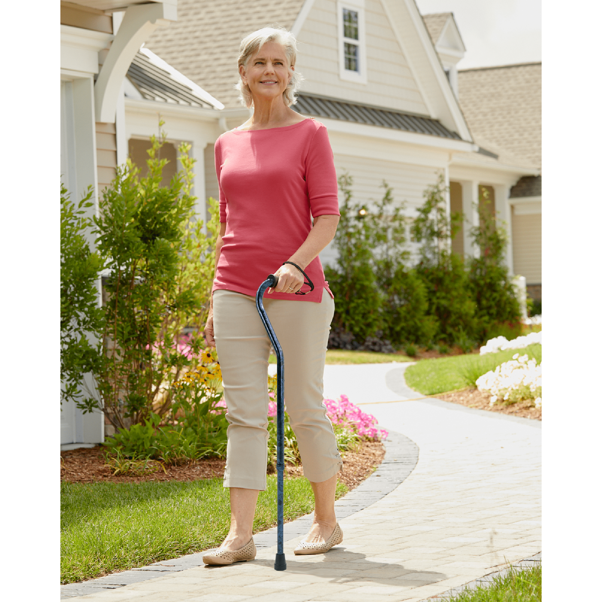(2 pack) Carex Offset Adjustable Designer Walking Cane, Blue