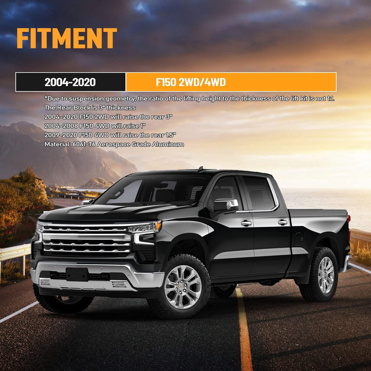 PANGOLIN 2Pcs 3" Rear Leveling Lift Kit Fit for 2004-2020 F-150 2WD 4WD Suspension Leveling Kit Automotive Professional Replacement Parts