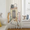 thumbnail image 5 of Beige Cute Cat Sheer Curtains 63 Inches Long, Cartoon Funny Heater Cats Light Filering Curtains, Breathable Simi Curtain Privacy Drapes for Living Room Bedroom Lightweight Window Treatment, 5 of 9