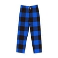 thumbnail image 4 of Balery Buffalo Plaid Blue Black print Men's Pajama Pants,Ultra Lightweight Pjs,Lounge Pant-Small, 4 of 9