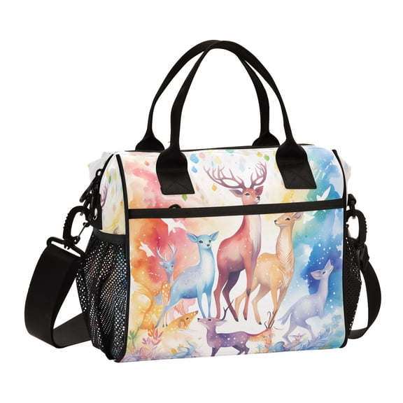 Deers with Colorful Cooler Bag Lunch Bag Soft Cooler Cooling Tote Insulated Lunch Box for Adult Men Women