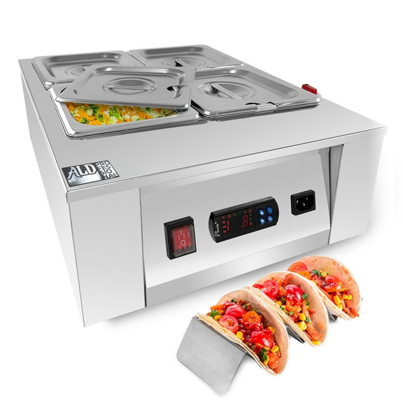 ALDKitchen Digital Food Warmer | Electric Buffet Station | Commercial Stainless Steel Steam Table | 4 Pots 21 lb |110V