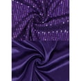 thumbnail image 5 of Women's Sequin Short Sleeve Top with Satin Trim V-Neckline and Rolled Cuffs - Small, Purple, 5 of 7