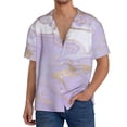 thumbnail image 3 of Xecao offers the Lavender Glitter Foil Stripes for Men's Casual Short-sleeved Shirt, a button-up collared shirt with a pocket, perfect for beach vacations and yacht travel in the 3X-Large size., 3 of 7