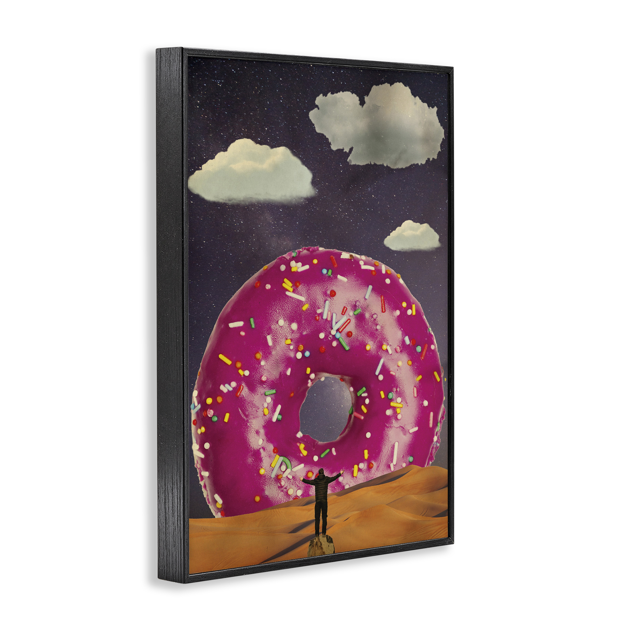 Happy Days Giant Donut Black Framed Giclee Art, design by Elo Marc