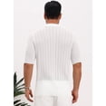 thumbnail image 3 of DARING DIVA Men's Striped Summer Short Sleeve Knitted See Through Shirts L White, 3 of 7