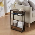 thumbnail image 2 of Vintage Side Table with Storage Shelf,3 Tier Slim End Table Modern Sofa Table for Narrow Spaces,24.6 Inch Height Bedside Table Small Nightstand with Magazine Rack Space Saving/ Rustic Brown, 2 of 6