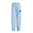 thumbnail image 5 of Girls Boys Sports Sweatpants Children's Solid Color Elastic Waist Sports Jogging Trousers Outdoor Running Hiking Workout Straight Pant Light Blue 160, 5 of 8