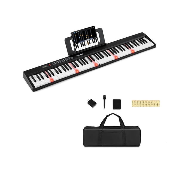 Resenkos 88-Key Portable Foldable Semi-Weighted Electric Piano Keyboard - Black