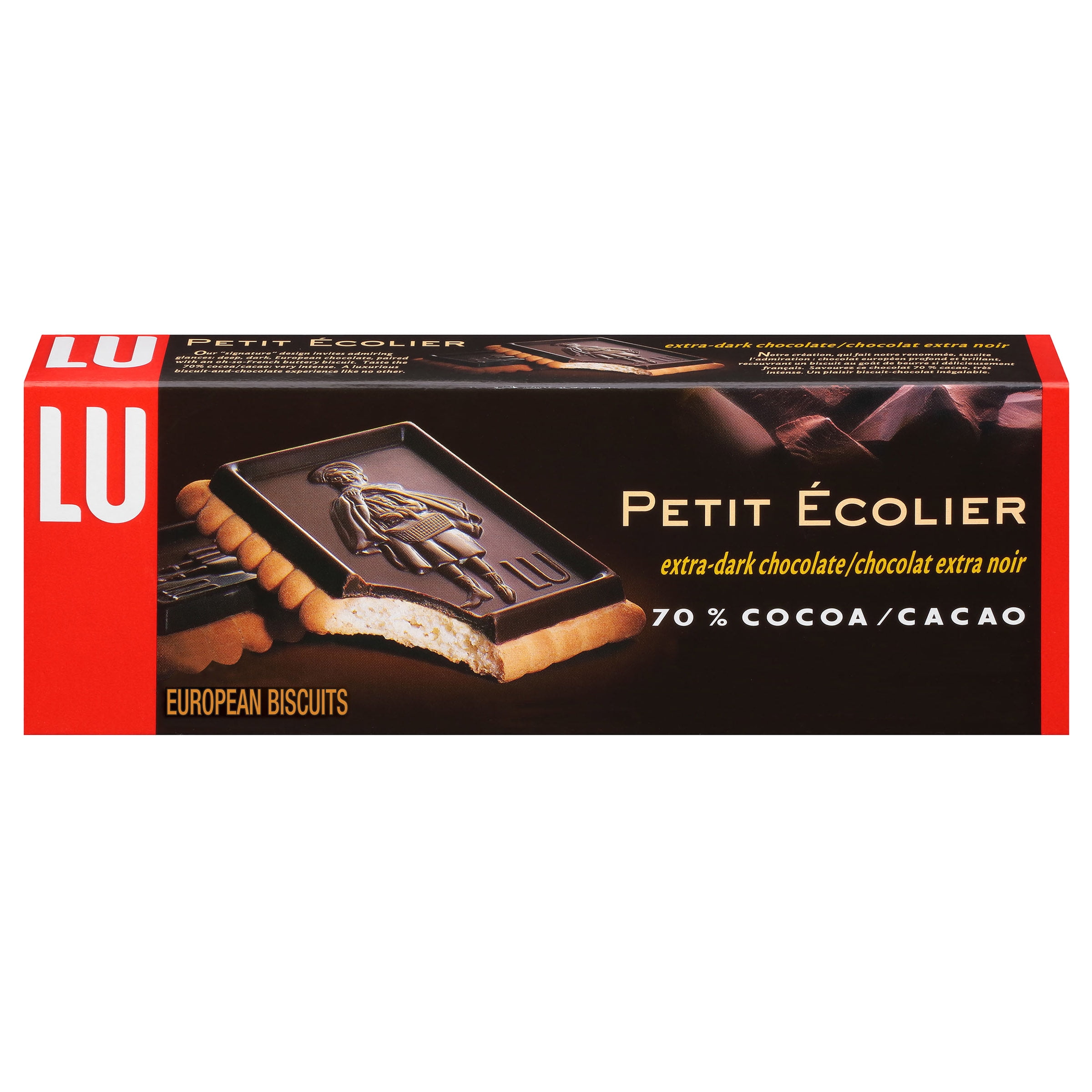 Lu Petit Ecolier European Extra Dark Chocolate Biscuit Cookies, 70 Cocoa, 5.3 oz