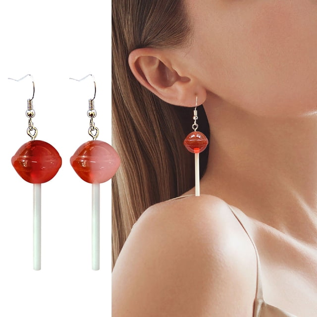 Boucles d'Oreilles de Mariage pour Femmes, Boucles d'Oreilles en Résine Stéréo Rondes, Boucles d'Oreilles Sucette Longues pour Femmes