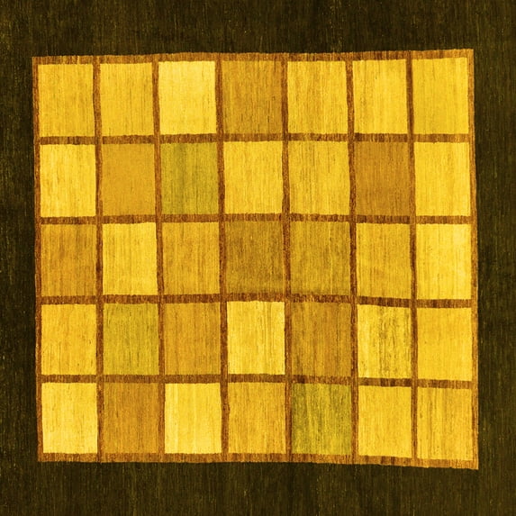 Ahgly Company Indoor Square Oriental Yellow Modern Area Rugs, 7' Square