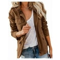 thumbnail image 3 of Women Anorak Jackets Zip Up Snap Buttons Parka Utility Coats Outwear with Pocket Brown XXXL, 3 of 8