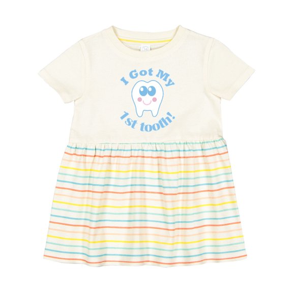 Inktastic I Got My First Tooth Baby Boy Girls Baby Dress