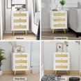 thumbnail image 2 of Eumyviv 3-Drawer Wooden Nightstand Mid Century Rattan Side Table End Table, White H0077, 2 of 3