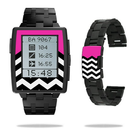 Mightyskins Protective Vinyl Skin Decal Cover for Pebble Steel Smart Watch wrap sticker skins Hot Pink