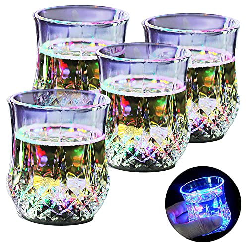 Led Light Up Glasses,DiDaDi Automatic Water Activated Colorful Flashing Blinking Beer Wine Whisky Vodka Martini Drinkware Glow Glasses Mugs for Bar Club Christmas Night Party Supplies 