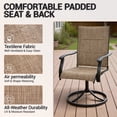 thumbnail image 4 of DELMANGO Patio Swivel Chairs Set of 2, Outdoor Dining Chairs High Back, All-Weather Textilene Swivel Rocker Chair for Lawn Porch Garden, Brown, 4 of 8